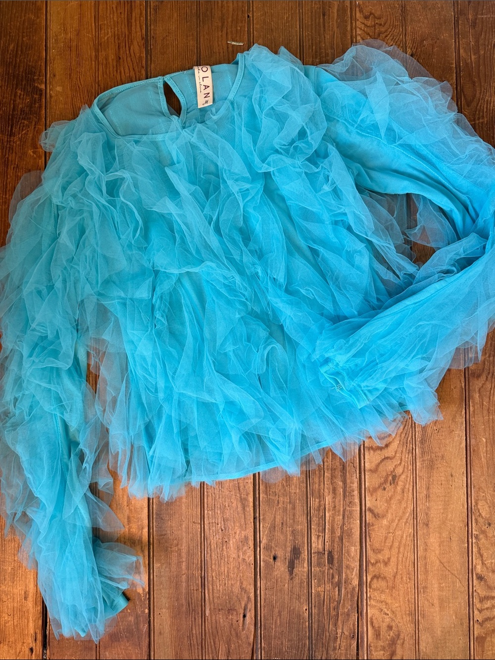 Anthropologie Dolan Blue Ruffled top mesh tulle turquoise formal size medium